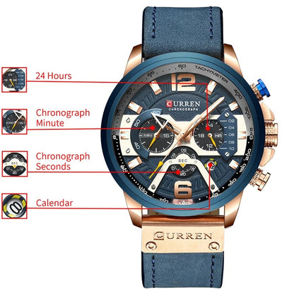 Reloj Curren 8329 Hombre Cuero Cronógrafo