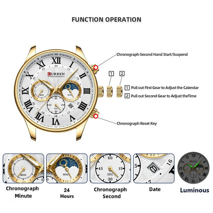 Reloj Curren Hombre Acero Cronógrafo Romano