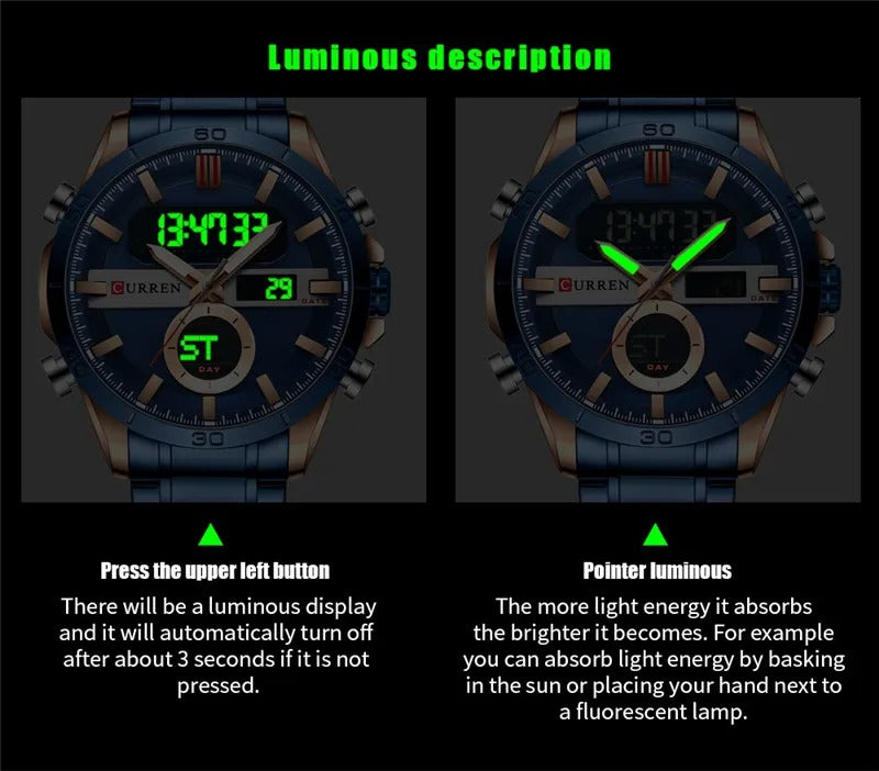 Reloj Curren 8384 Hombre Acero Digital Militar — vista 11 | Foucault Relojes