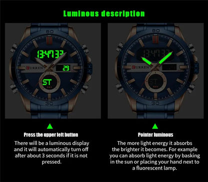 Reloj Curren 8384 Hombre Acero Digital Militar — vista 11 | Foucault Relojes
