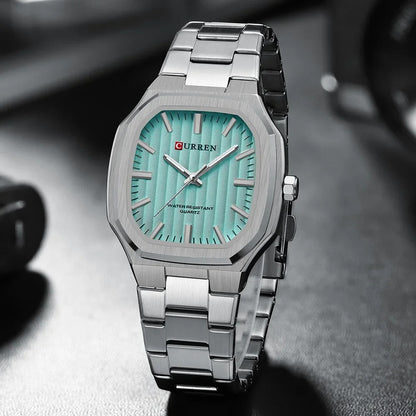 Reloj Curren Hombre Acero Poligonal Luminoso