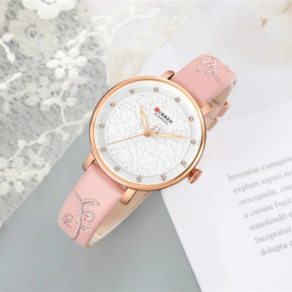 Reloj Curren 9046 Mujer Cuero Bordado
