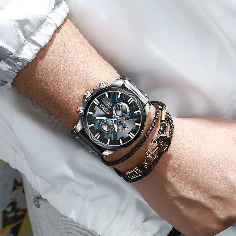 Reloj Curren 8346 Hombre Cuero Cronógrafo