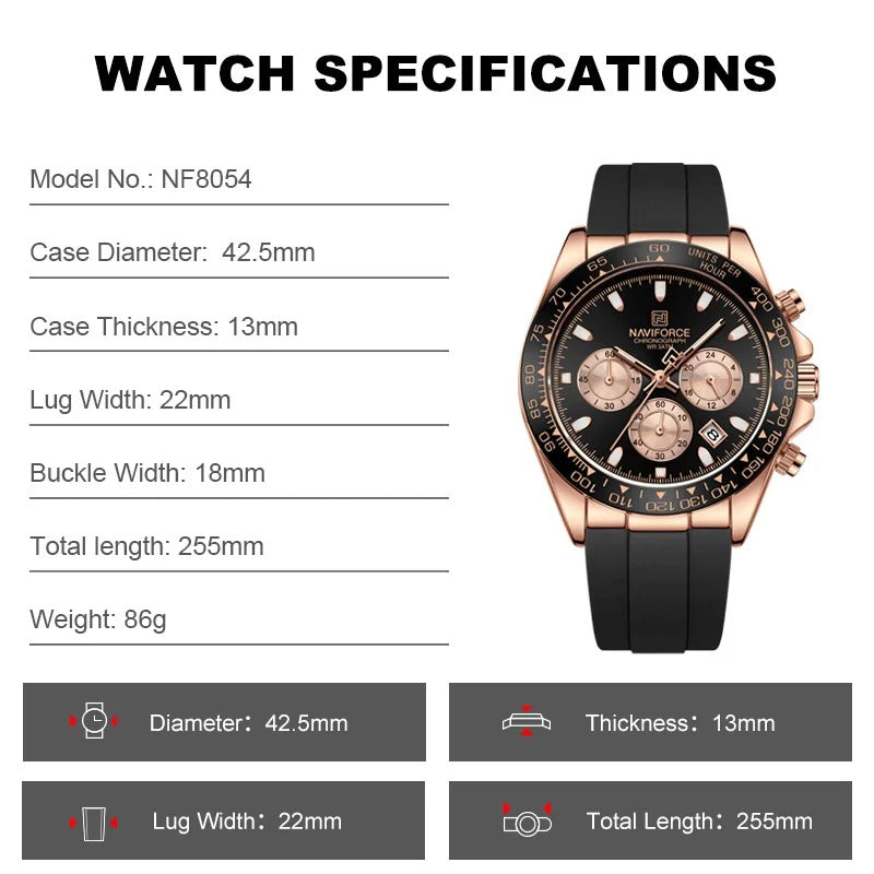Reloj Naviforce NF8054 Hombre Silicona Cronógrafo