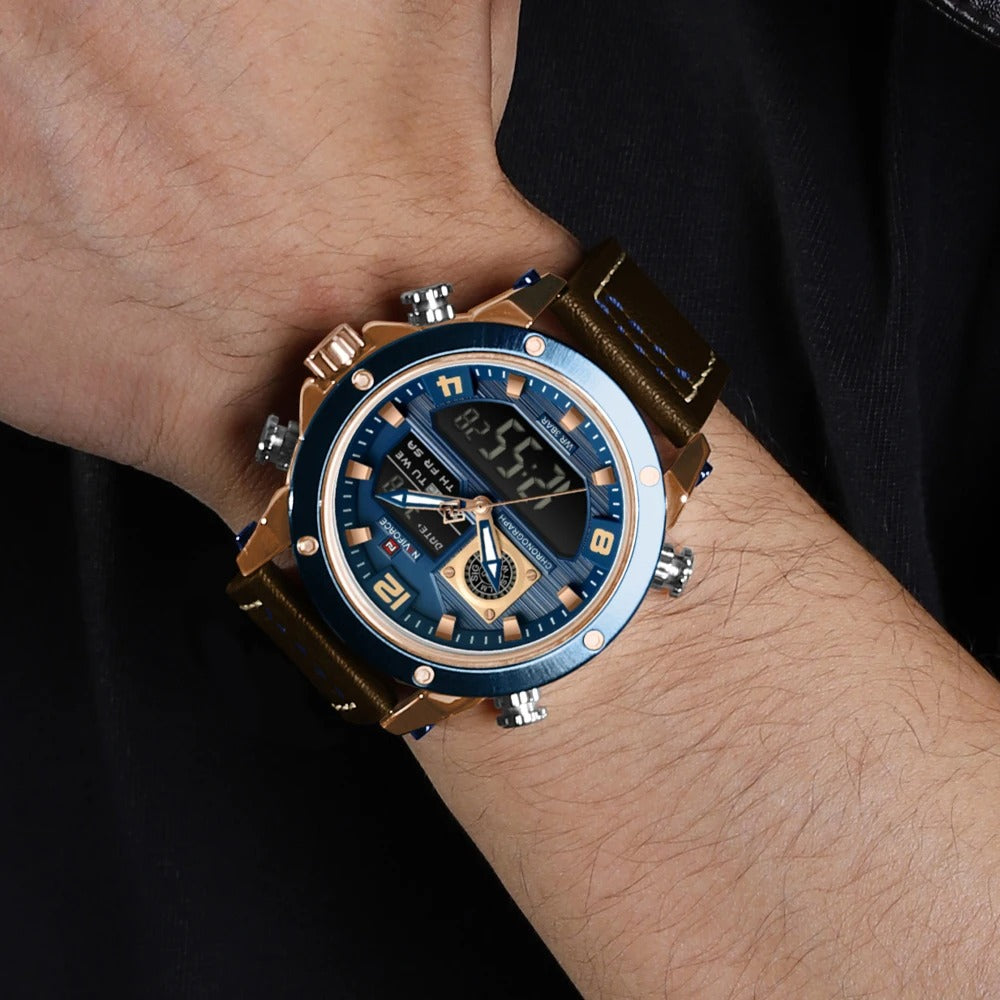 Reloj Naviforce NF9236 Hombre Cuero Doble Pantalla