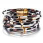 Pulsera de Cuero Leopardo Multicapa Unisex