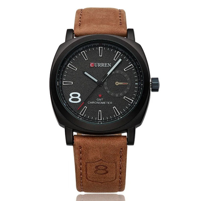 Reloj Curren 8139 con correa de cuero mate para hombre — Foucault Valdivia