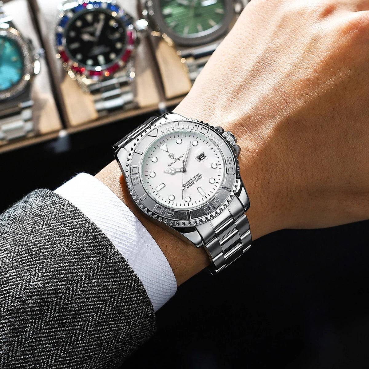 Reloj Poedagar 680 Hombre Acero y Correa de Goma Negro