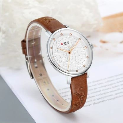 Reloj Curren 9046 Mujer Cuero Bordado