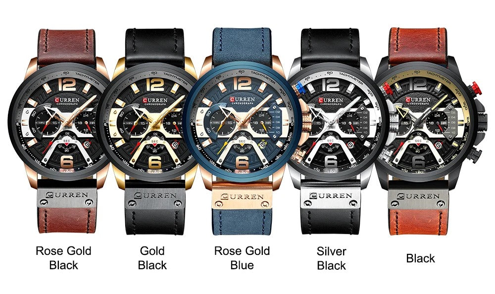 Reloj Curren 8329 Hombre Cuero Cronógrafo