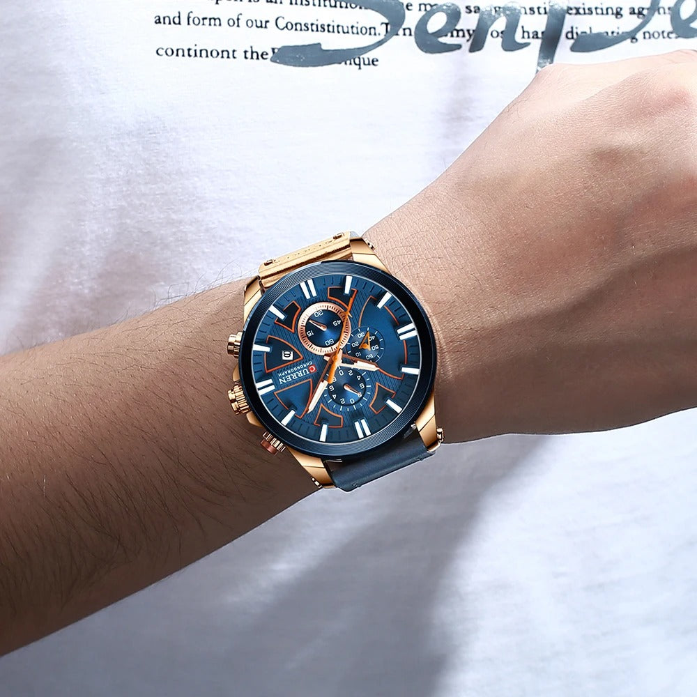 Reloj Curren 8346 Hombre Cuero Cronógrafo