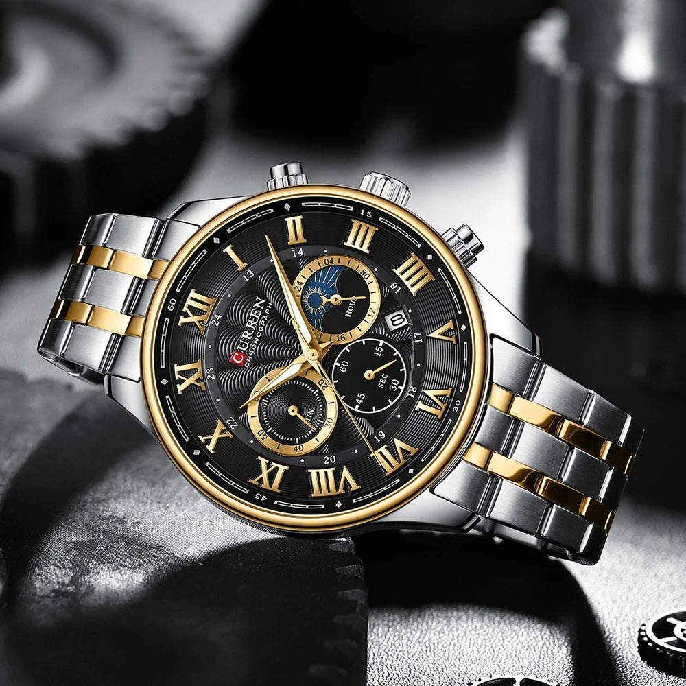 Reloj Curren Hombre Acero Cronógrafo Romano