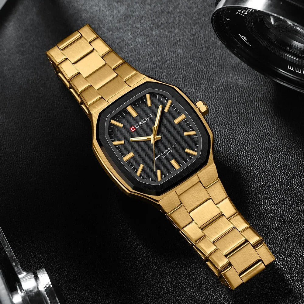 Reloj Curren Hombre Acero Poligonal Luminoso