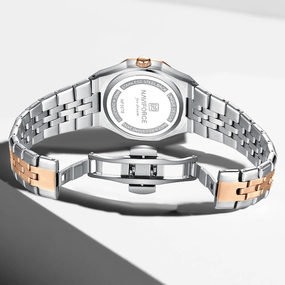 Reloj Naviforce Mujer Acero Cuadrado Luminoso