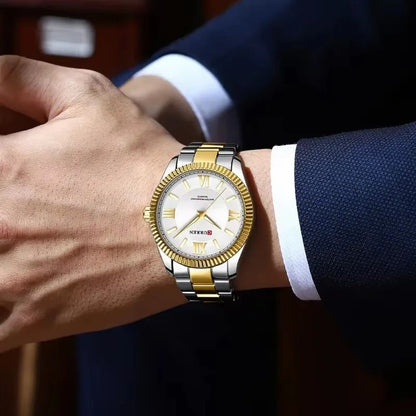 Reloj Curren 8453 Hombre Acero Números Romanos