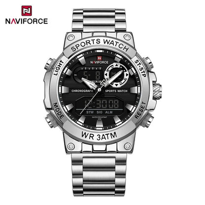 Reloj NAVIFORCE NF9237 para Hombre – Militar Deportivo con Pantalla Dual, Acero Inoxidable, LED, Resistente al Agua y Golpes | Foucault Chile