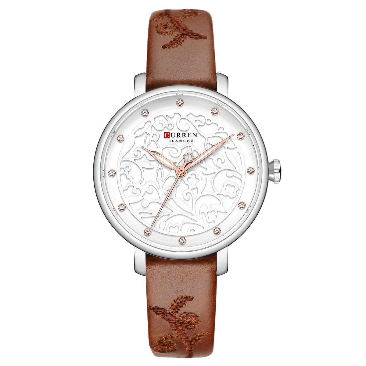 Reloj Curren 9046 Mujer Cuero Bordado — Foucault Valdivia