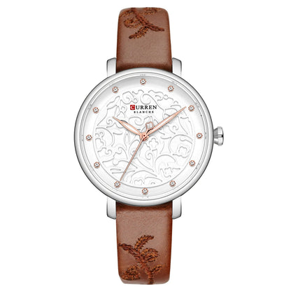 Reloj Curren 9046 Mujer Cuero Bordado — Foucault Valdivia