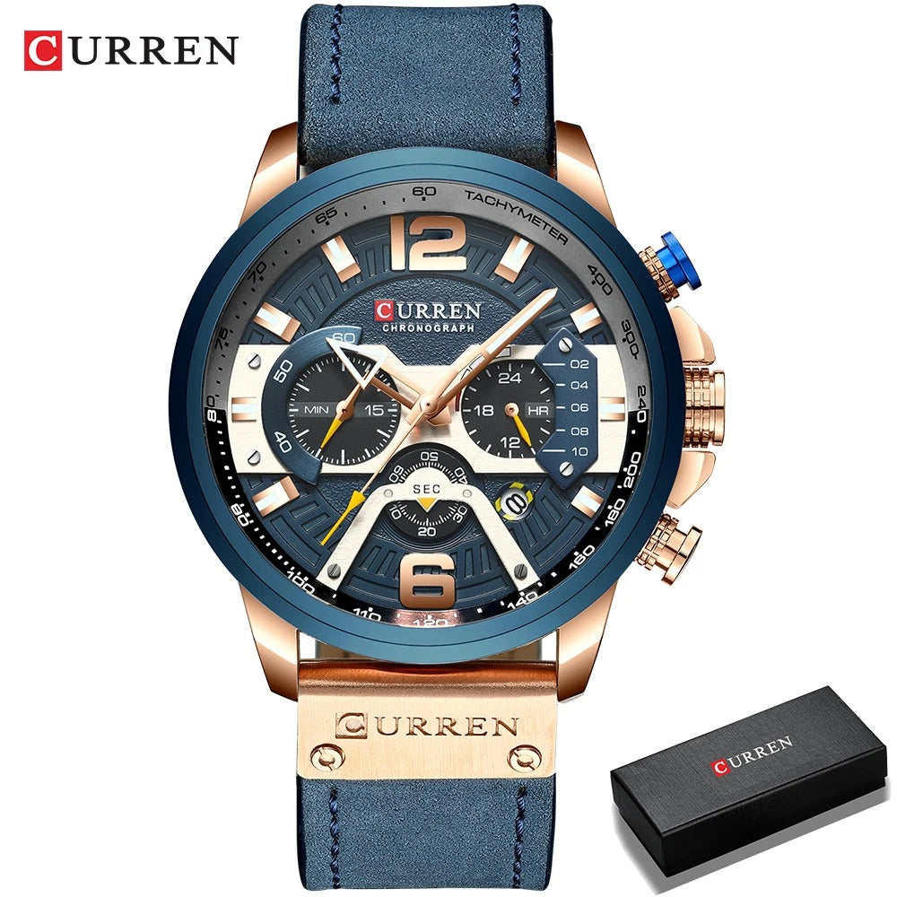 Reloj Curren 8329 Hombre Cuero Cronógrafo