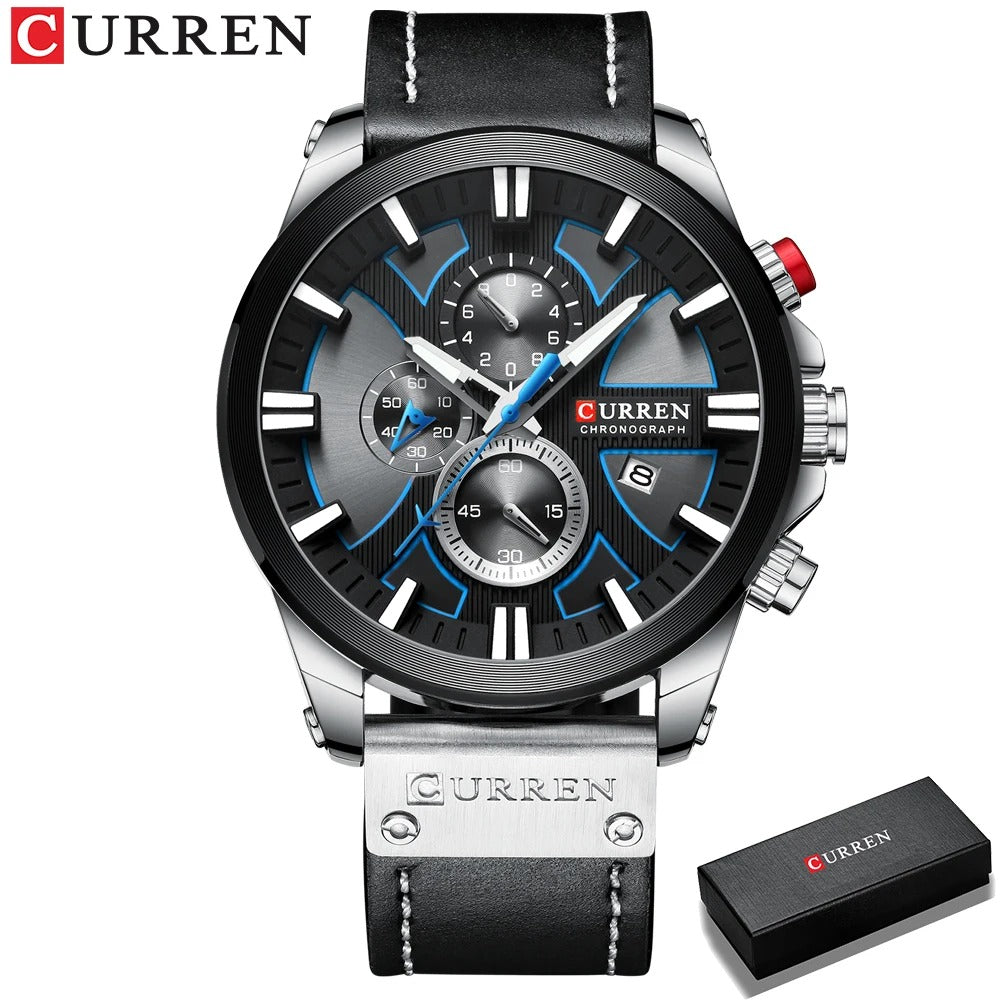 Reloj Curren 8346 Hombre Cuero Cronógrafo