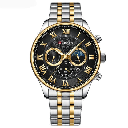 Reloj Curren Hombre Acero Cronógrafo Romano — Foucault Valdivia