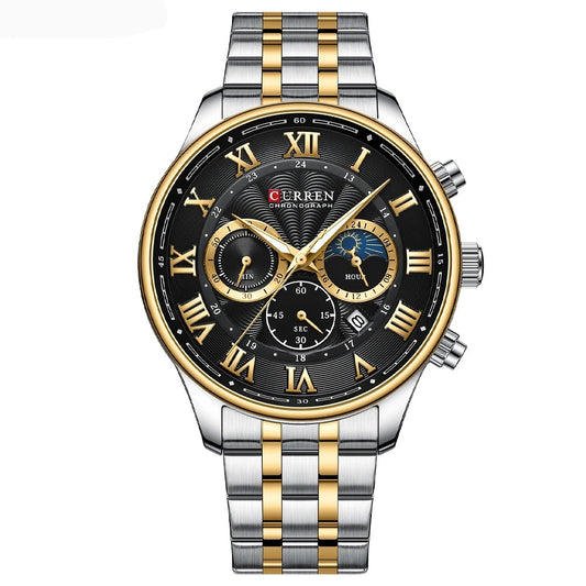 Reloj Curren Hombre Acero Cronógrafo Romano — Foucault Valdivia