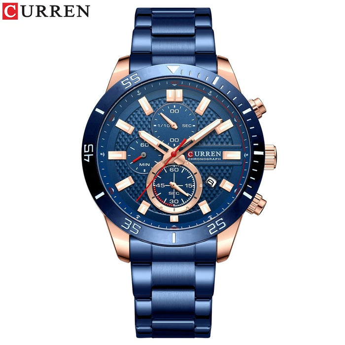 Reloj Curren deportivo de acero con cronógrafo luminoso — Foucault Valdivia