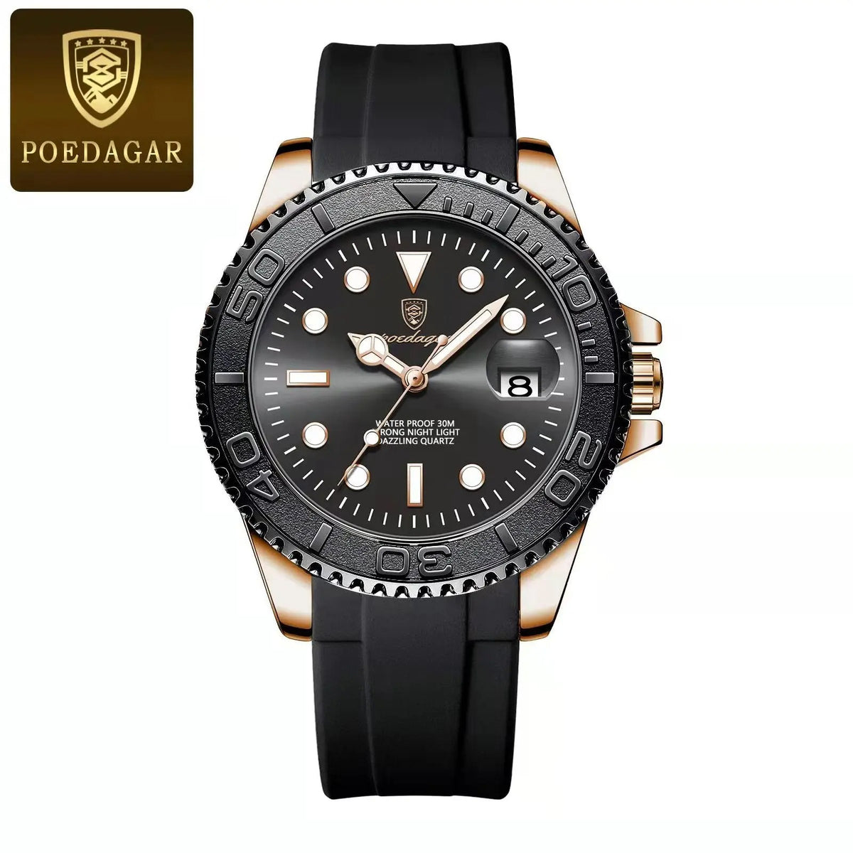 Reloj Poedagar 680 Hombre Acero y Correa de Goma Negro