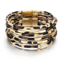 Pulsera de Cuero Leopardo Multicapa Unisex