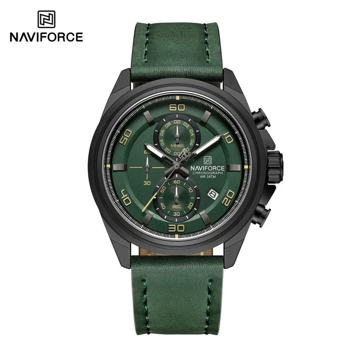 Reloj Naviforce NF8075 cronógrafo con correa de cuero — Foucault Valdivia