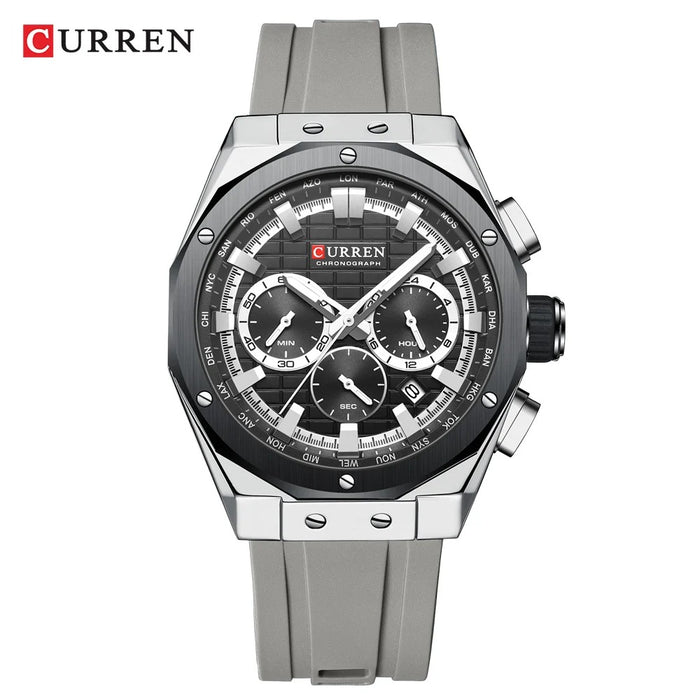 Reloj Curren militar con correa de silicona y manecillas luminosas — Foucault Valdivia