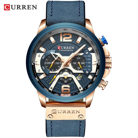 Reloj Curren 8329 Hombre Cuero Cronógrafo — Foucault Valdivia