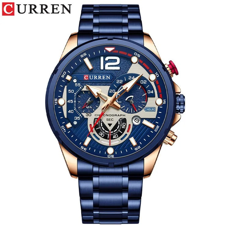 Reloj Curren 8395 Hombre Acero Cronógrafo — Foucault Valdivia