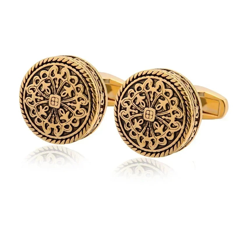 Gemelos Vintage Estilo Griego Dorado y Plateado