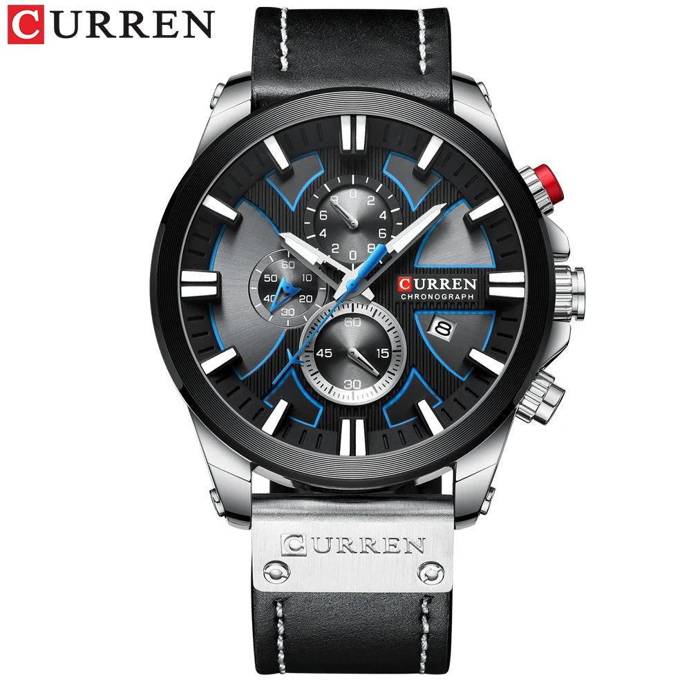 Reloj Curren 8346 Hombre Cuero Cronógrafo — Foucault Valdivia