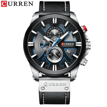 Reloj Curren 8346 Hombre Cuero Cronógrafo — Foucault Valdivia