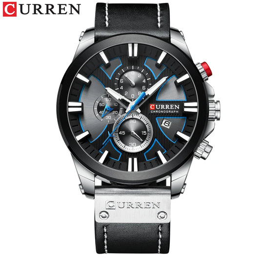 Reloj Curren 8346 Hombre Cuero Cronógrafo — Foucault Valdivia