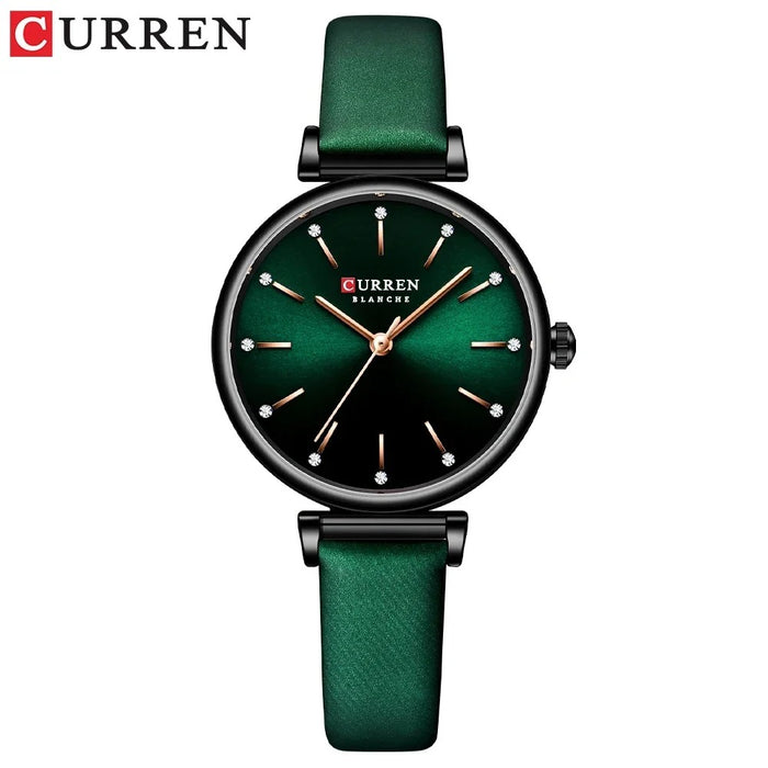 Reloj Curren 9081 con números romanos y correa de cuero blanco — Foucault Valdivia