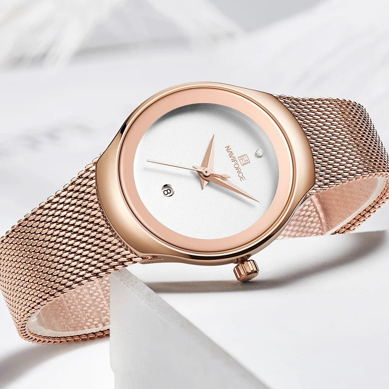 NAVIFORCE NF5004-RGW – Reloj Femenino con Encanto Moderno y Detalles Sofisticados