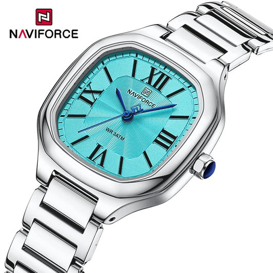 NAVIFORCE NF5042 – Estilo Sofisticado con Esfera Cuadrada y Brillo Metálico