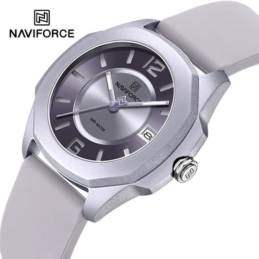 NAVIFORCE NF7107 – Elegancia Funcional con Silicona Cómoda y Calendario Completo