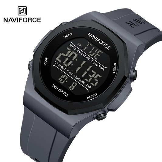 Reloj Digital NAVIFORCE NF7117 para Hombre – Pantalla LCD, Correa de Silicona, Multifunción y Resistente al Agua 5ATM | Foucault Chile