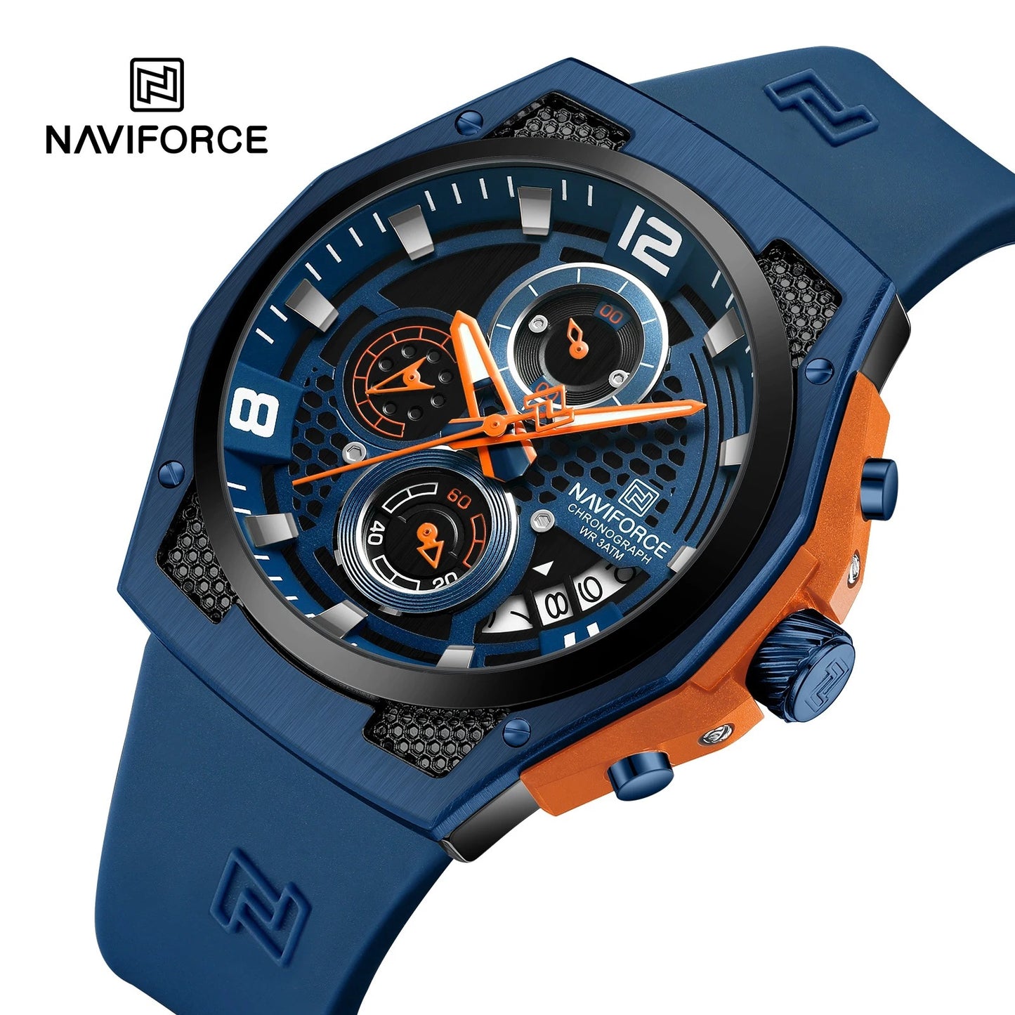 Reloj NAVIFORCE NF8051T para Hombre – Cuarzo Cronógrafo con Correa de Silicona, Calendario y Resistencia al Agua | Foucault Chile