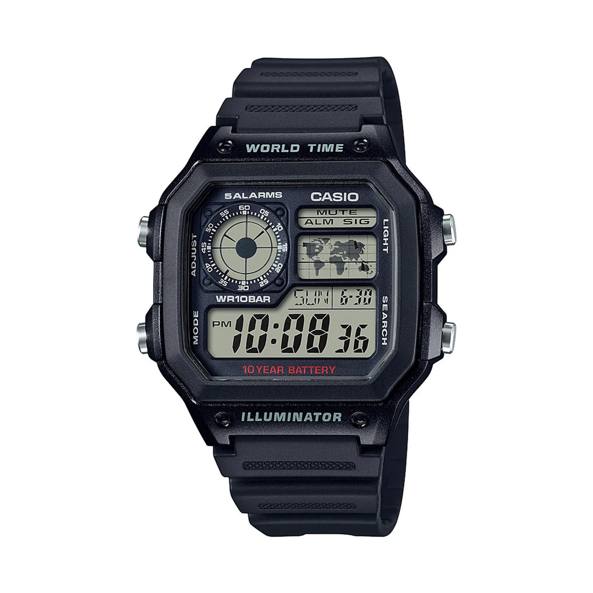Reloj Casio AE-1200WH Royale digital con hora mundial — Foucault Valdivia