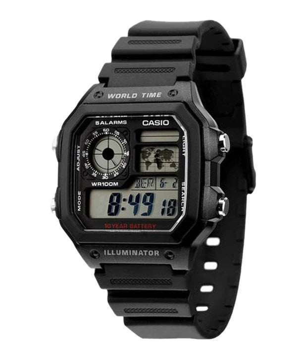 Reloj Casio AE-1200WH Royale, vista frontal de la pantalla — Foucault Valdivia