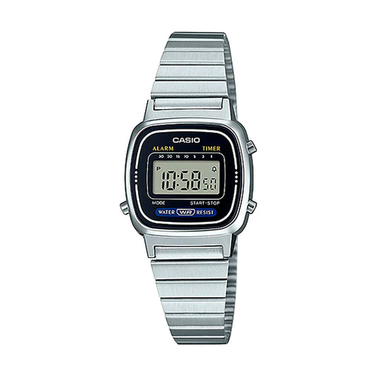 Reloj Casio LA670WA digital compacto plateado para mujer — Foucault Valdivia