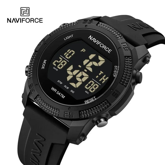 Reloj NAVIFORCE NF7104 para Hombre – Digital LCD, Resistente al Agua, con Alarma y Correa de Silicona