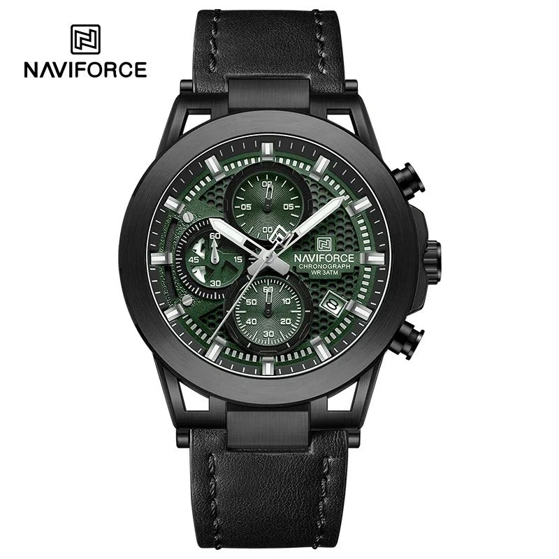 Reloj NAVIFORCE NF8073 para Hombre – Cuarzo Militar con Correa de Cuero, Cronógrafo Resistente al Agua | Foucault Chile