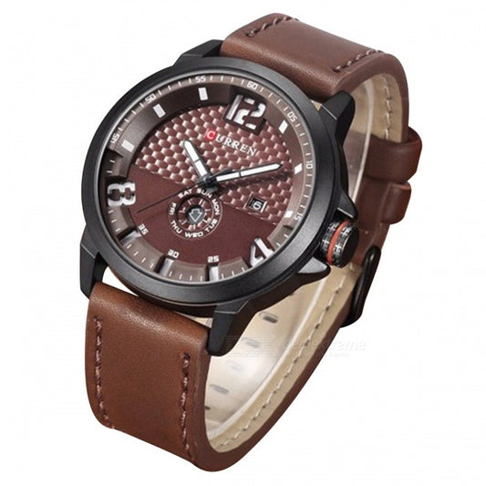 CURREN CR8253 – Estilo Urbano y Precisión con Calendario Completo y Correa de Cuero