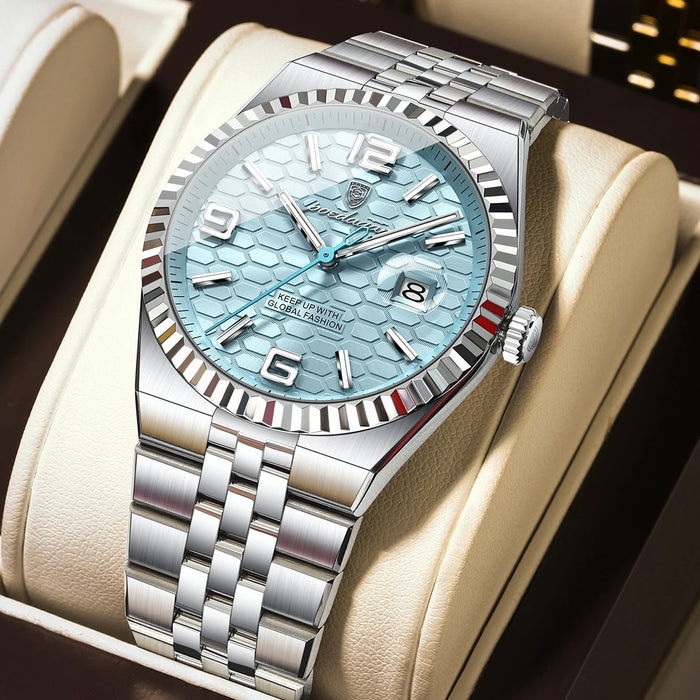 Reloj POEDAGAR Hombre de Cuarzo en Acero Inoxidable, Luminoso y Resistente al Agua